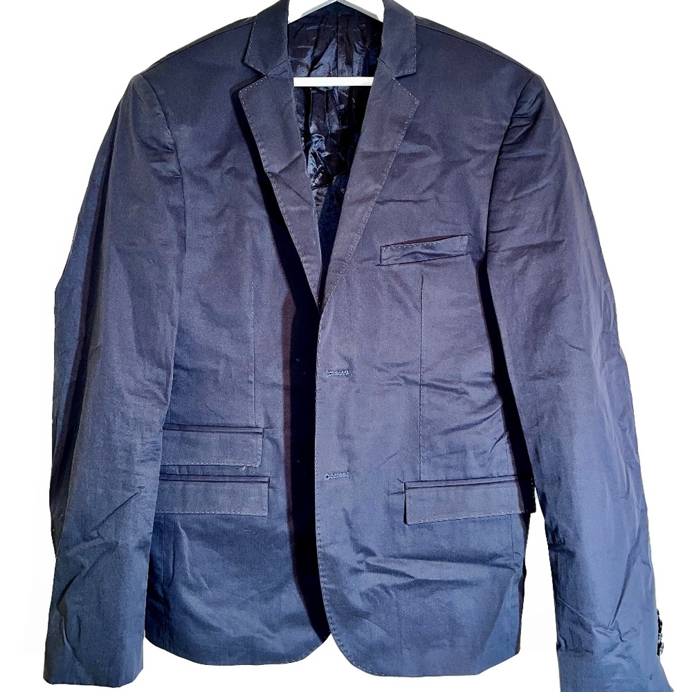 Takeshy Kurosawa Japanese/Italian Made Suit, Blue, Coated Cotton, Size 50 (40R)